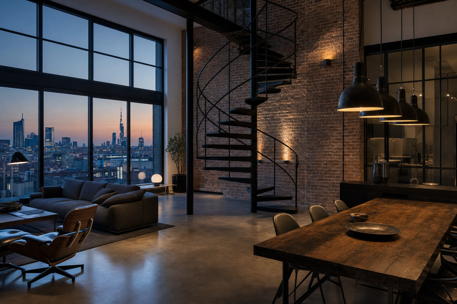 Open plan loft industriale