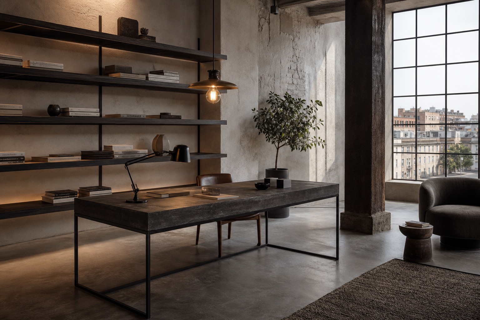 Home office loft industriale